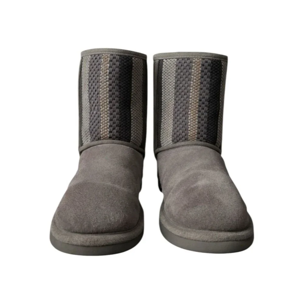 Ugg Classic Short Woven Women’s Charcoal Winter Boots Sz 7 #1010551